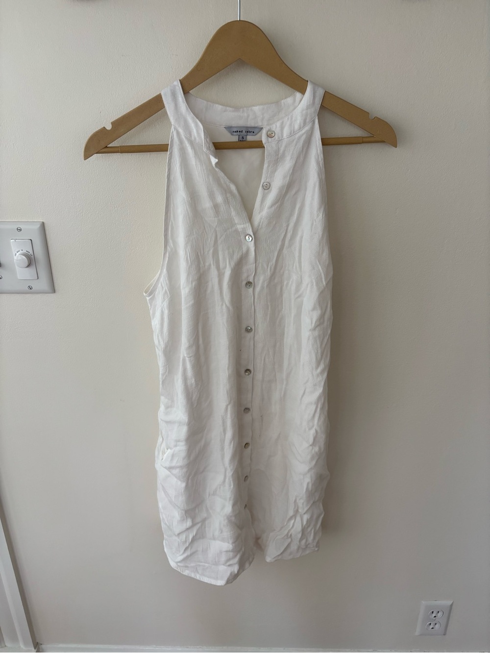 Naked Zebra White Button-Front Mini Dress — Size Small